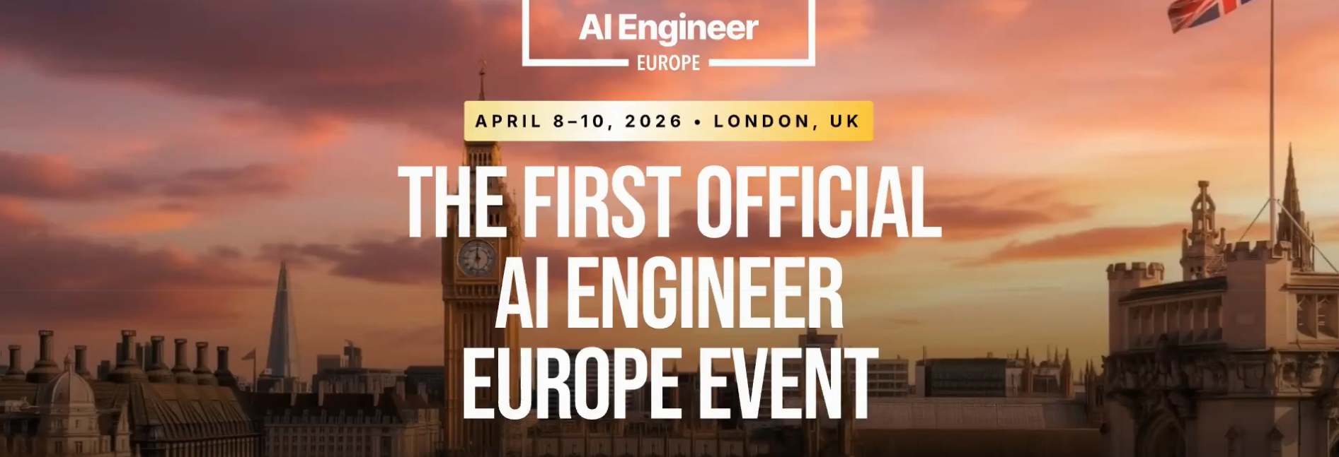 Banner of the AI Engineer Europe 2026 conference in London